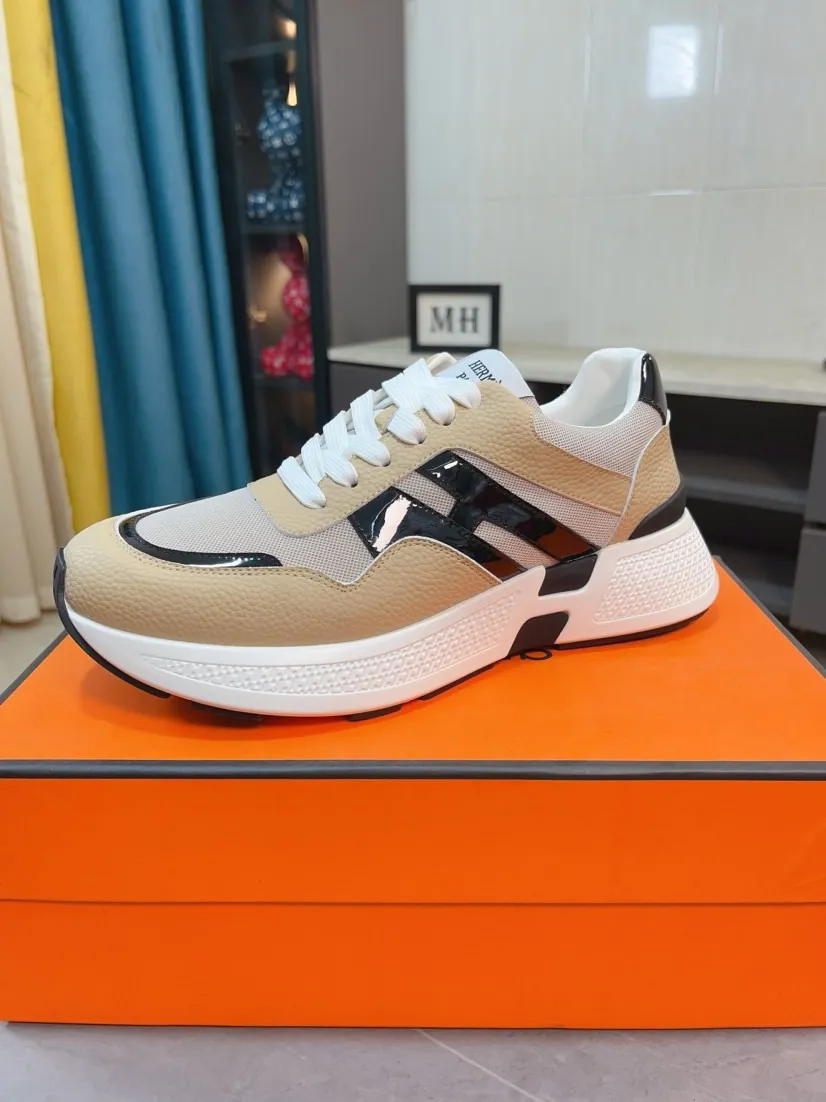 Men's shoes💰580🌸🌸【HERMES】Hermès high-end quality original shoe upper: 🔝tumbled calfskin, suede calfskin, shoe body sewn H totem, outsole: ultra-light TPU foam·rubber; two-color molded outsole, ultra-high quality control·fine workmanship: highlighting (high-end·luxury·grade) 38-44 (45 can be customized)